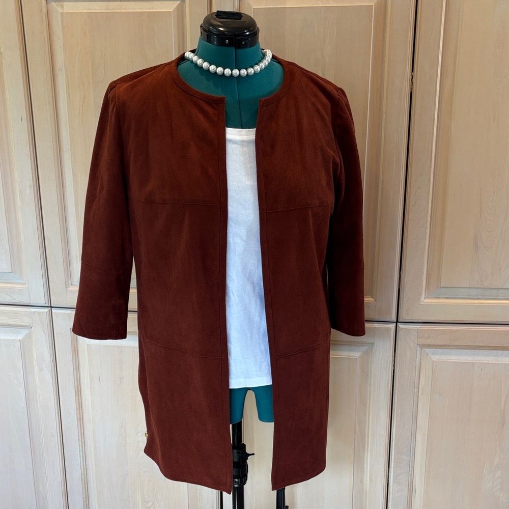 Chico's Rich Burgundy Faux Suede Topper